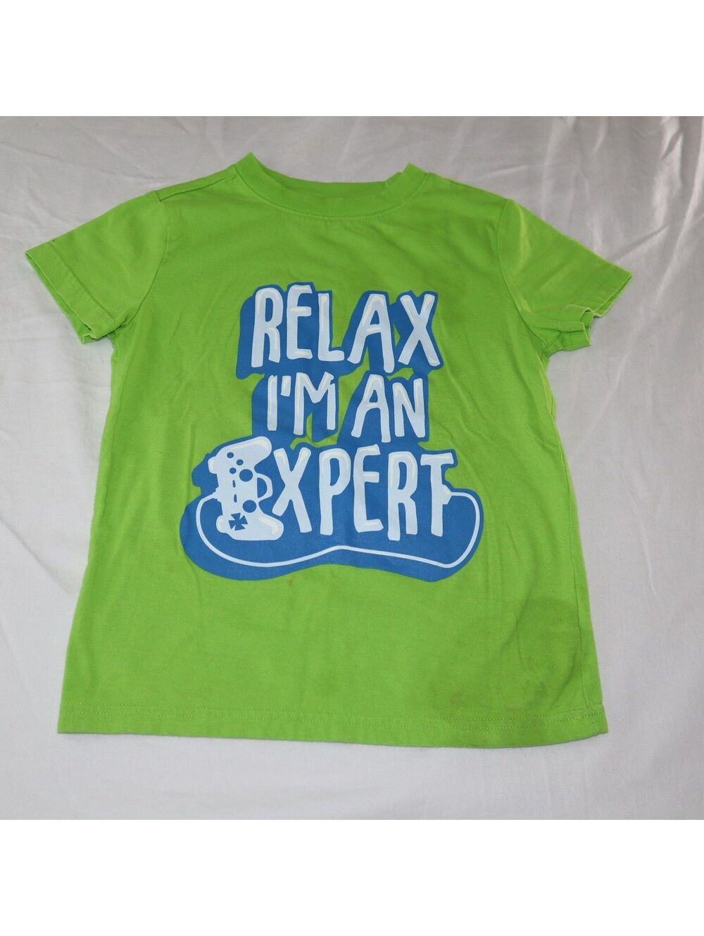 Cat & Jack Boys Graphic T-Shirt Relax I'm An Expert Size XS 4/5 Green